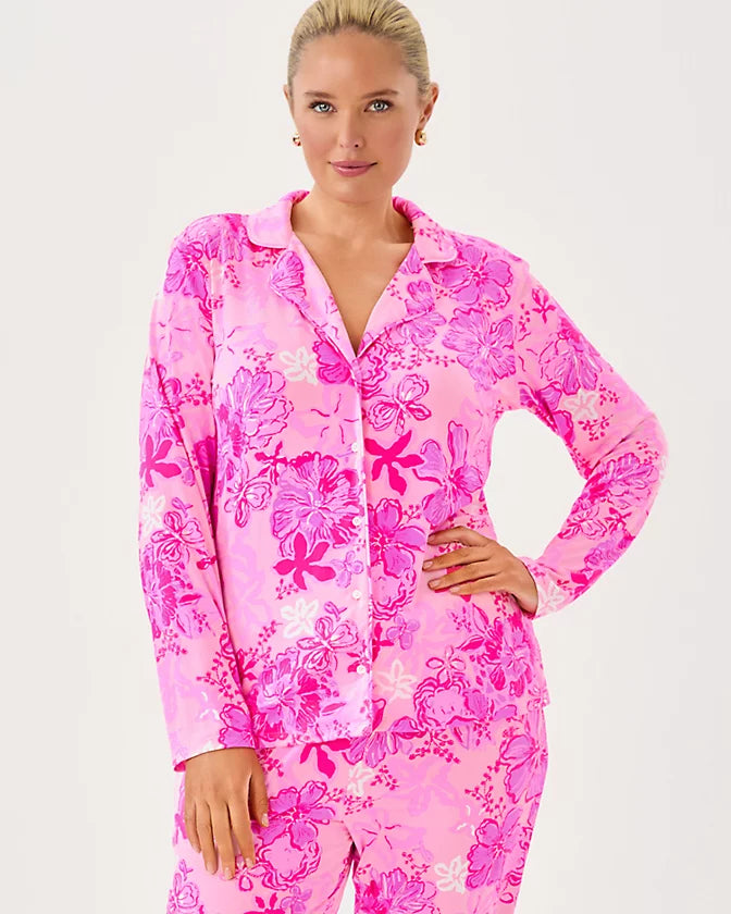 PJ Knit Button Up Top (Parigi Pink Supporting Squad)
