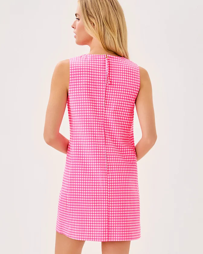 Edita Stretch Shift (Sunkissed Pink Gingham)