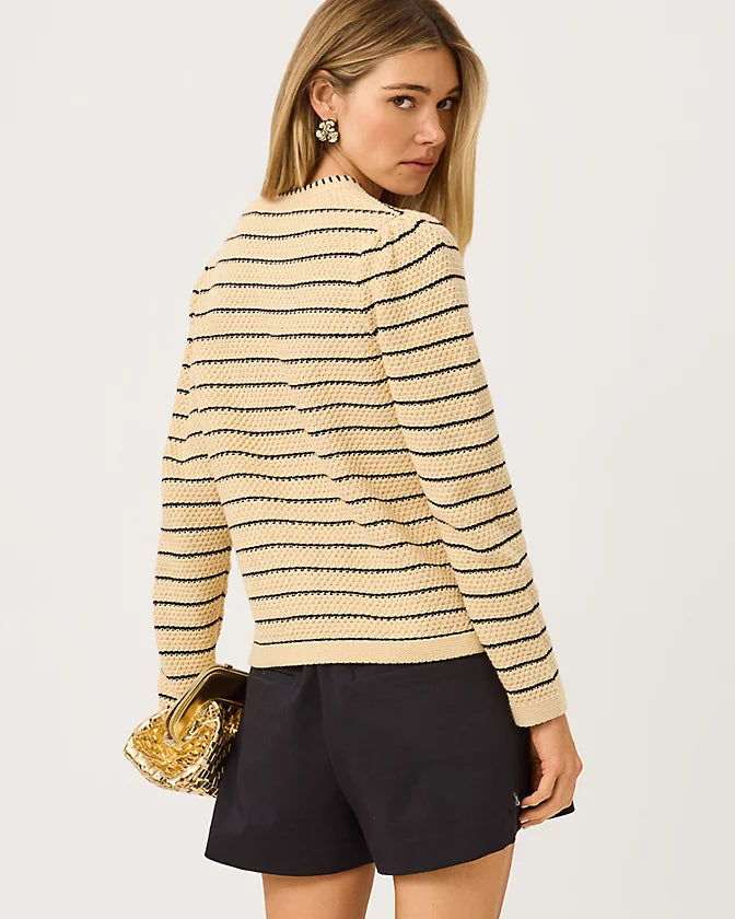 Maysen Cardigan (Heather WIcker Tan Beachy Stripe)