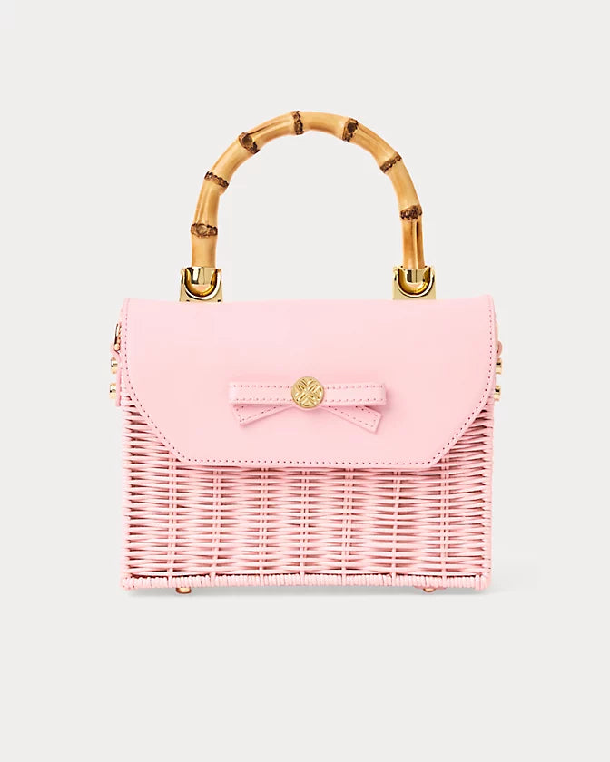 Teighen Bow Wicker Bag (Pink Muse)
