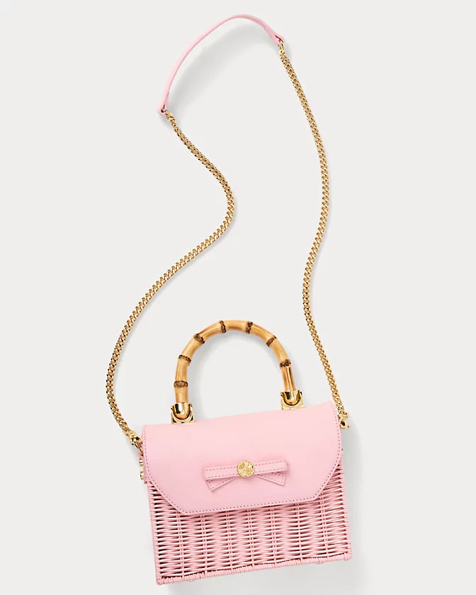 Teighen Bow Wicker Bag (Pink Muse)