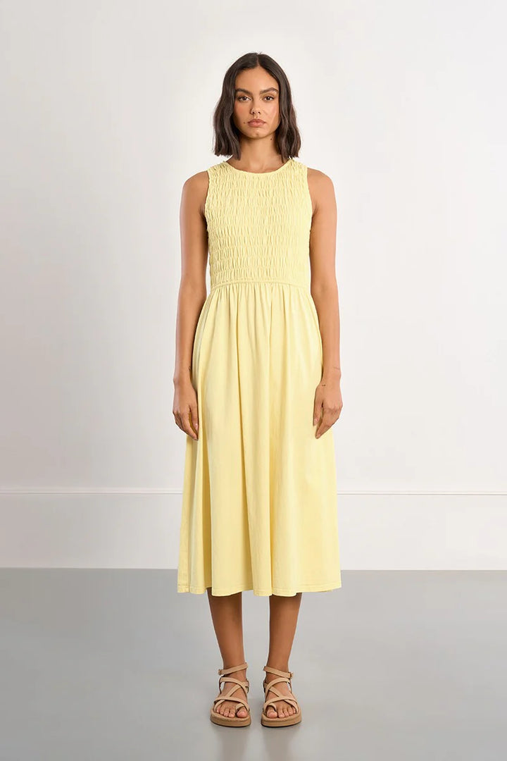 Cotton Smocked Dress (Yellow)