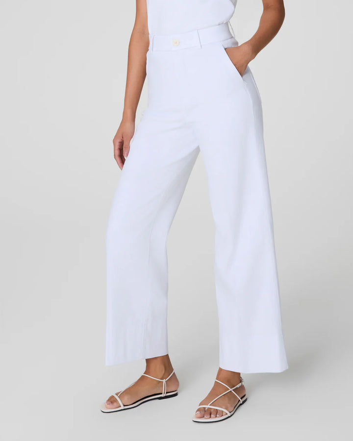 SPANXsupersmooth Stretch Twill Cropped Wide Leg Pant (Classic White)