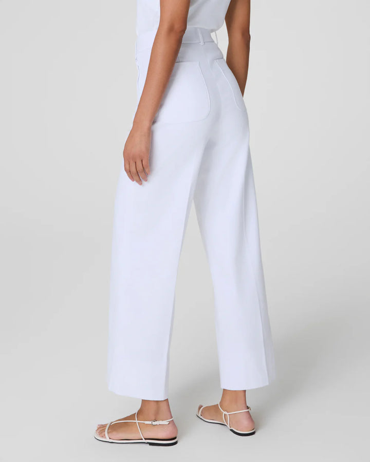 SPANXsupersmooth Stretch Twill Cropped Wide Leg Pant (Classic White)