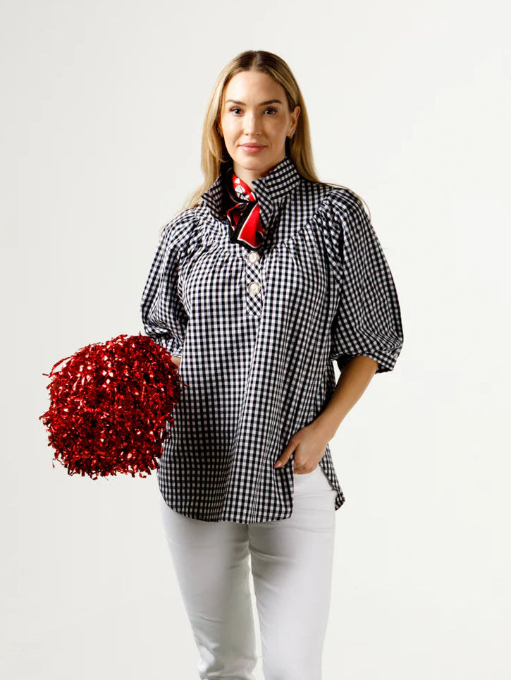 Avie Top (Black and White Gingham)