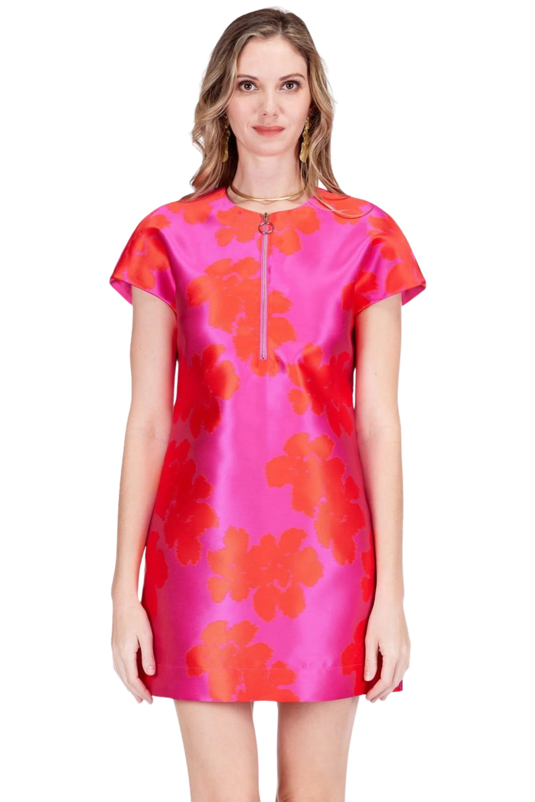 Zipper Shift Dress (Hibiscus)