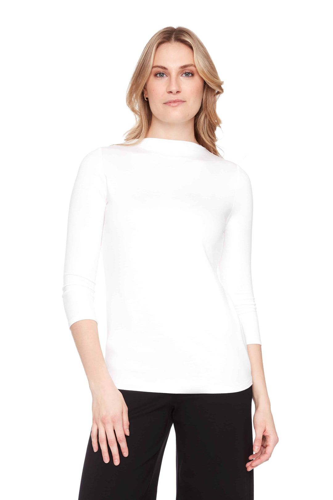 Solid Midi-Sleeve Top (Cloud)