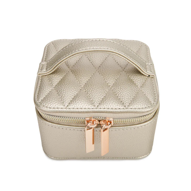 Leah Quilted Travel Jewelry Case w Pouch (Gold)