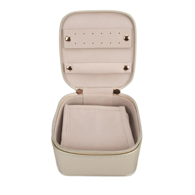 Leah Quilted Travel Jewelry Case w Pouch (Gold)
