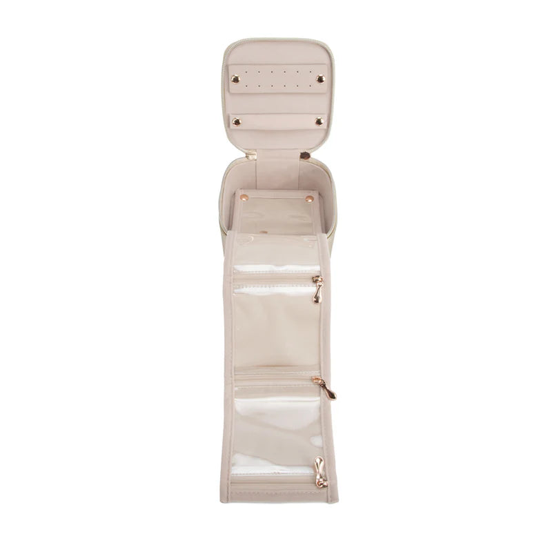Leah Quilted Travel Jewelry Case w Pouch (Gold)