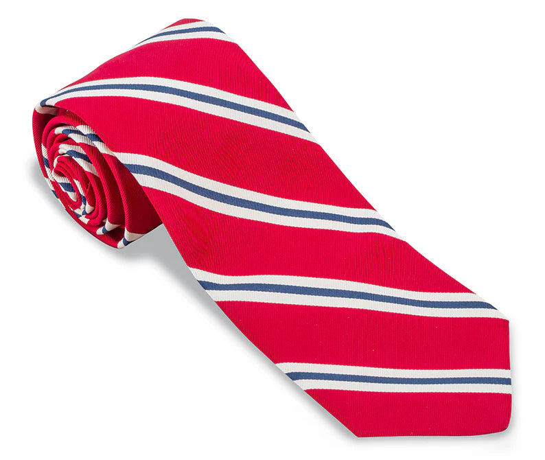 Blue Banks Stripes Tie (Red/French Blue)