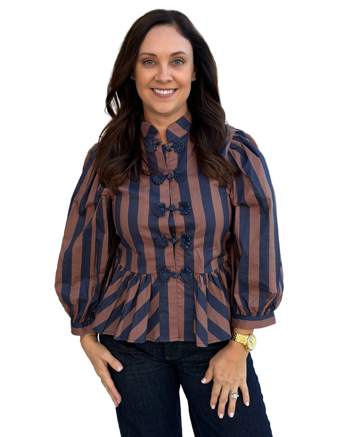 Stripped Top (Navy/Brown)