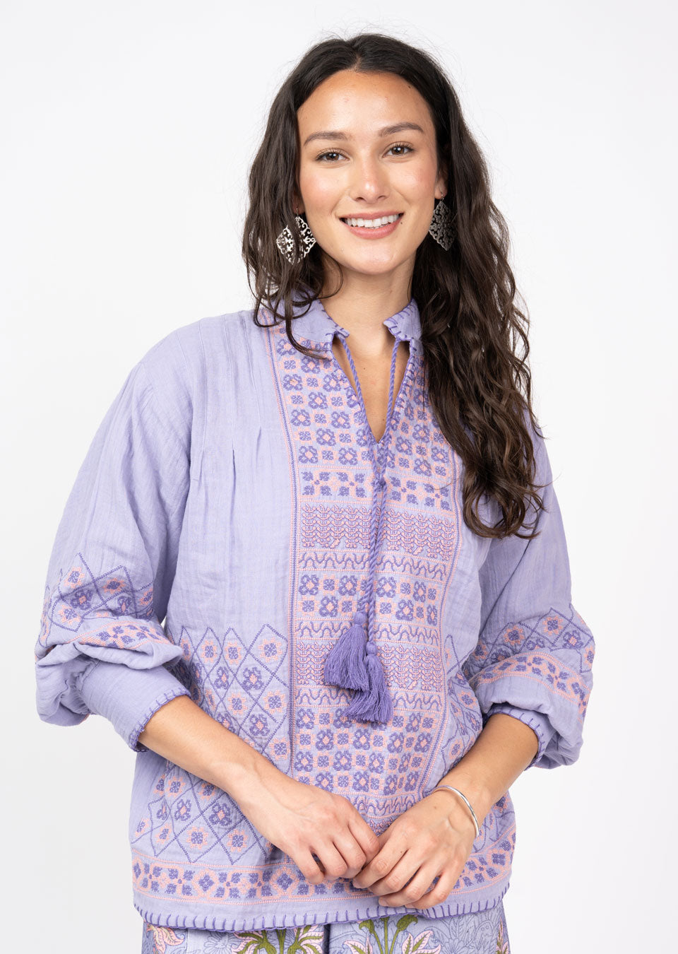 Gauze Cross Stitch Top (Peri)