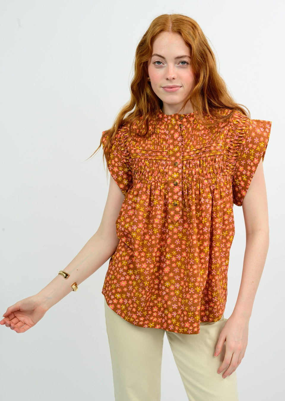 Days of Flowers Top (Brown)