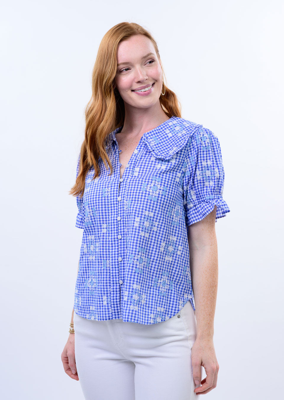 Ditsy Poet Top (Blue)
