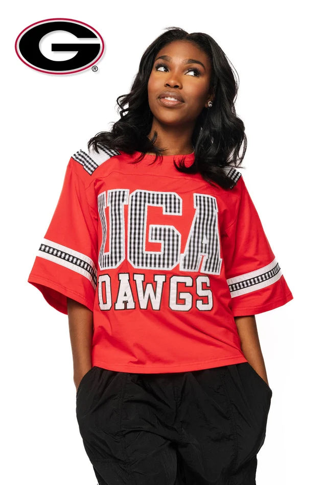 UGA Oversized Gingham Jersey Tee