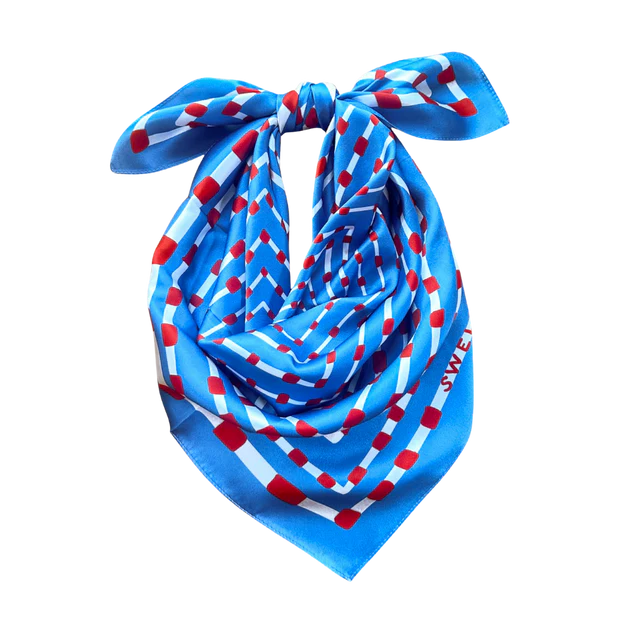 Powder Blue + Red Scarf