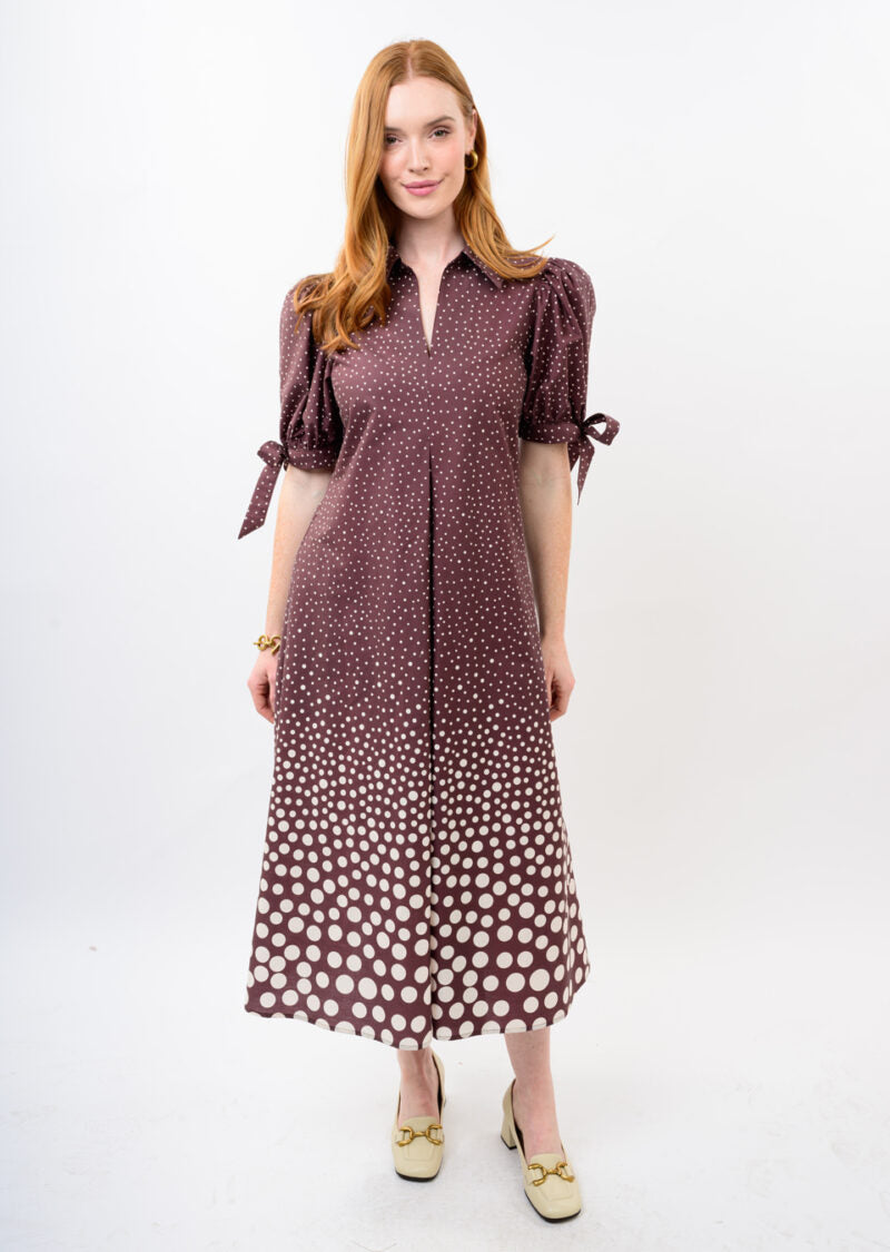 Graduating Dot Dress (Brown)