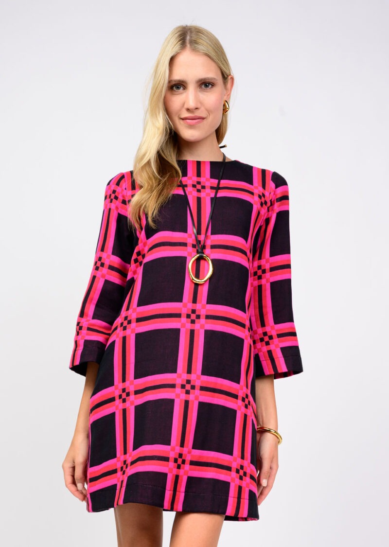 Plaid Shift Dress (Black)