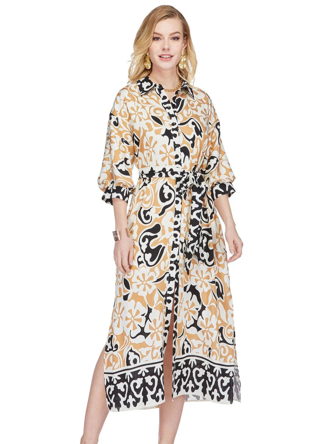Maxi Shirt Dress (Ethnic Border)