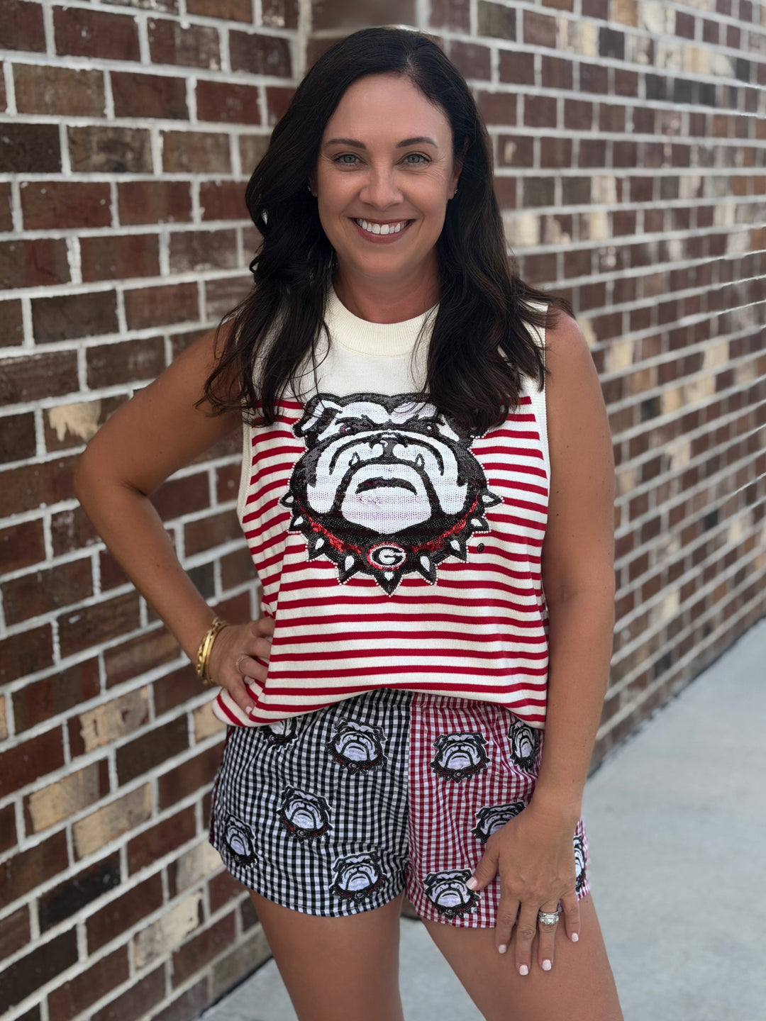 UGA Mascot Striped Knit Tank