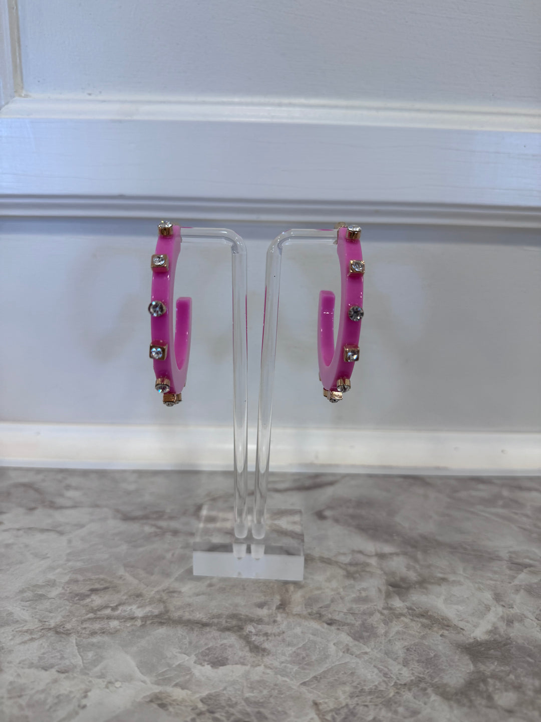 Large City Girl Hoop (Bubblegum w CZ Jewels)