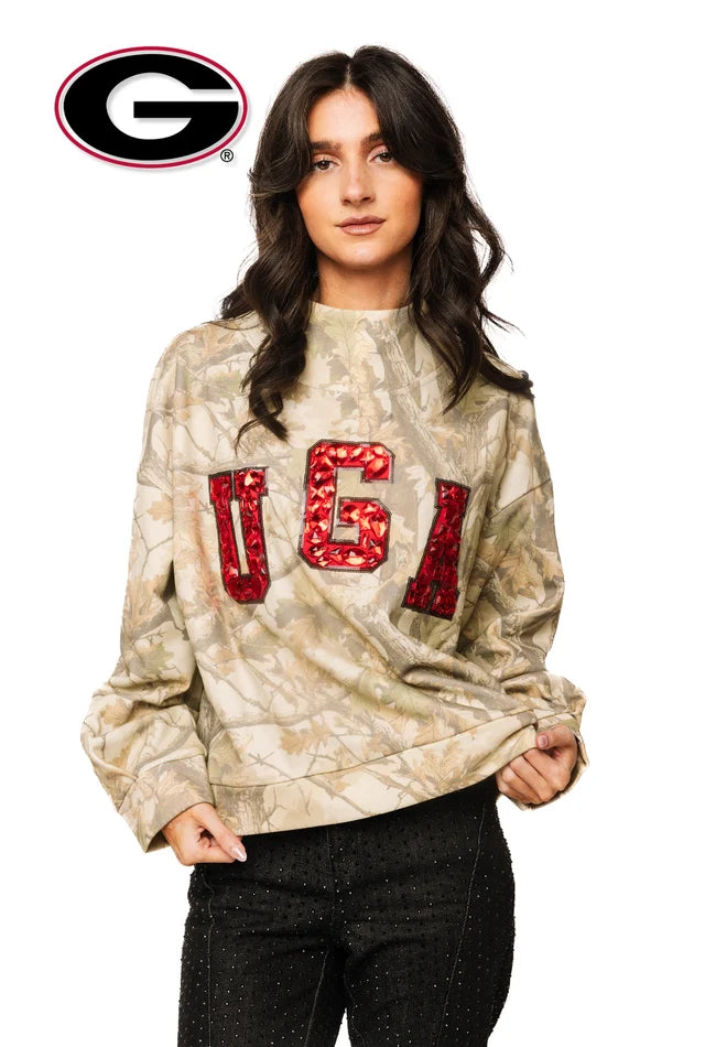 UGA Mock Neck Camo Sweatshirt (Multi)