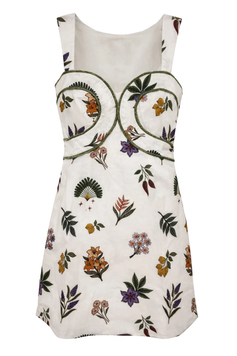 Callie Dress (White Leaf)