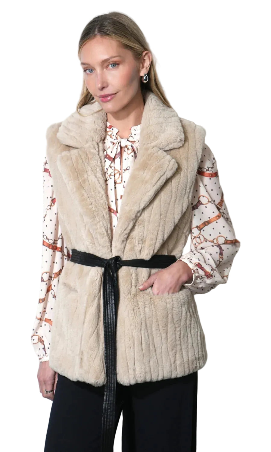 Cosette Faux Fur Vest (Oyster)