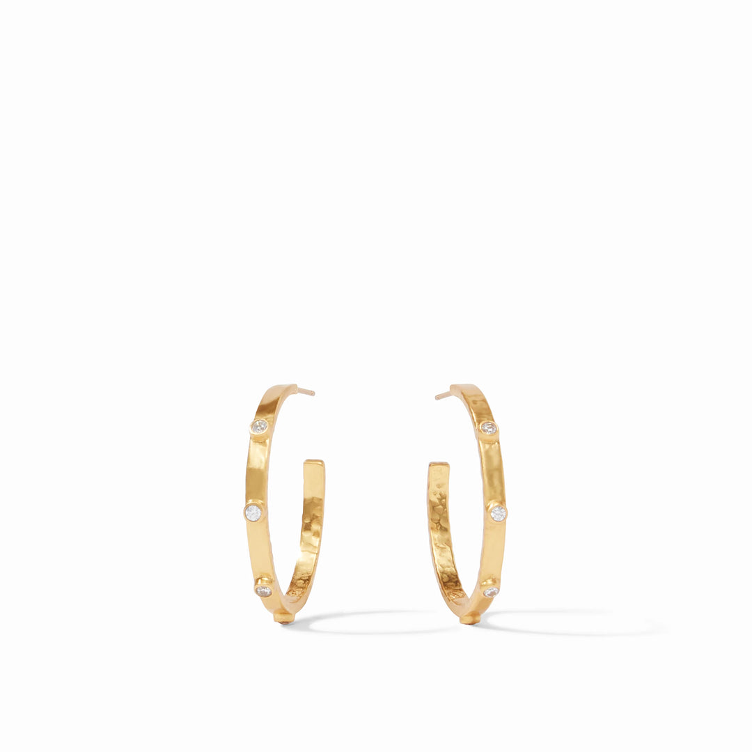 Crescent Stone Hoop (Medium)