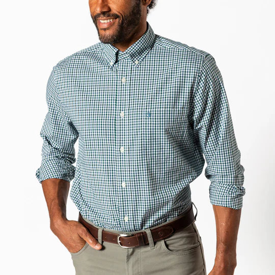 Performance Poplin Sport Shirt Merill Gingham (Forrest Green)