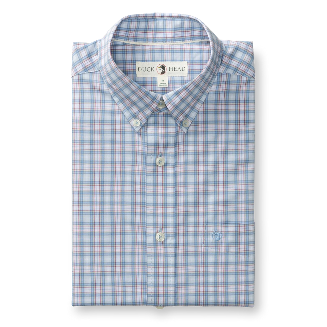 Performance Mayville Plaid Sport Shirt (Light Blue)