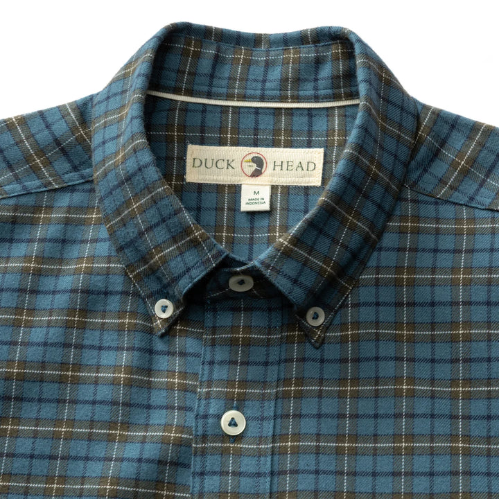 Cotton Flannel Sport Shirt Wexler Plaid (Stormy Teal)