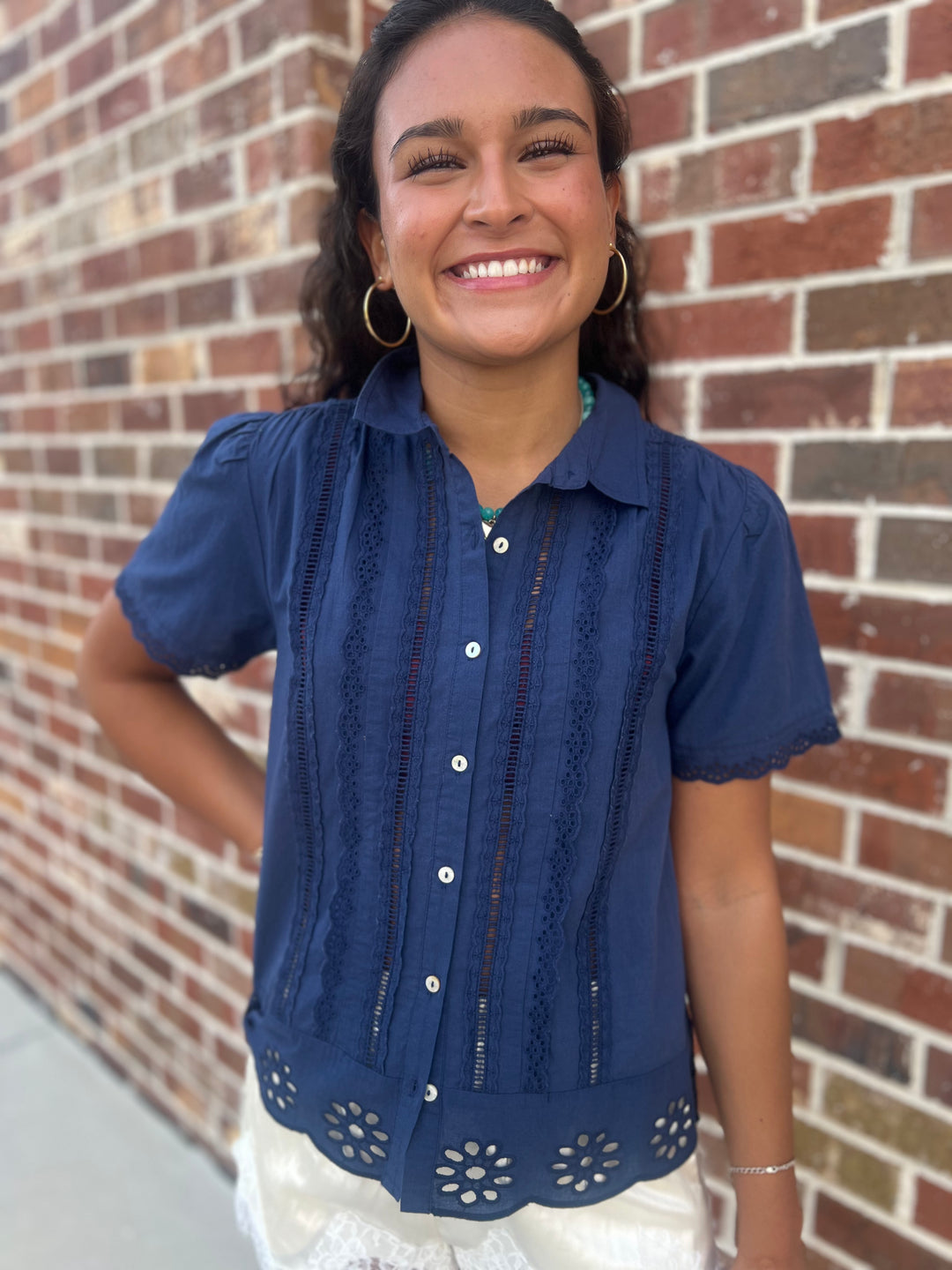 Malia Button Up (Indigo/Navy)