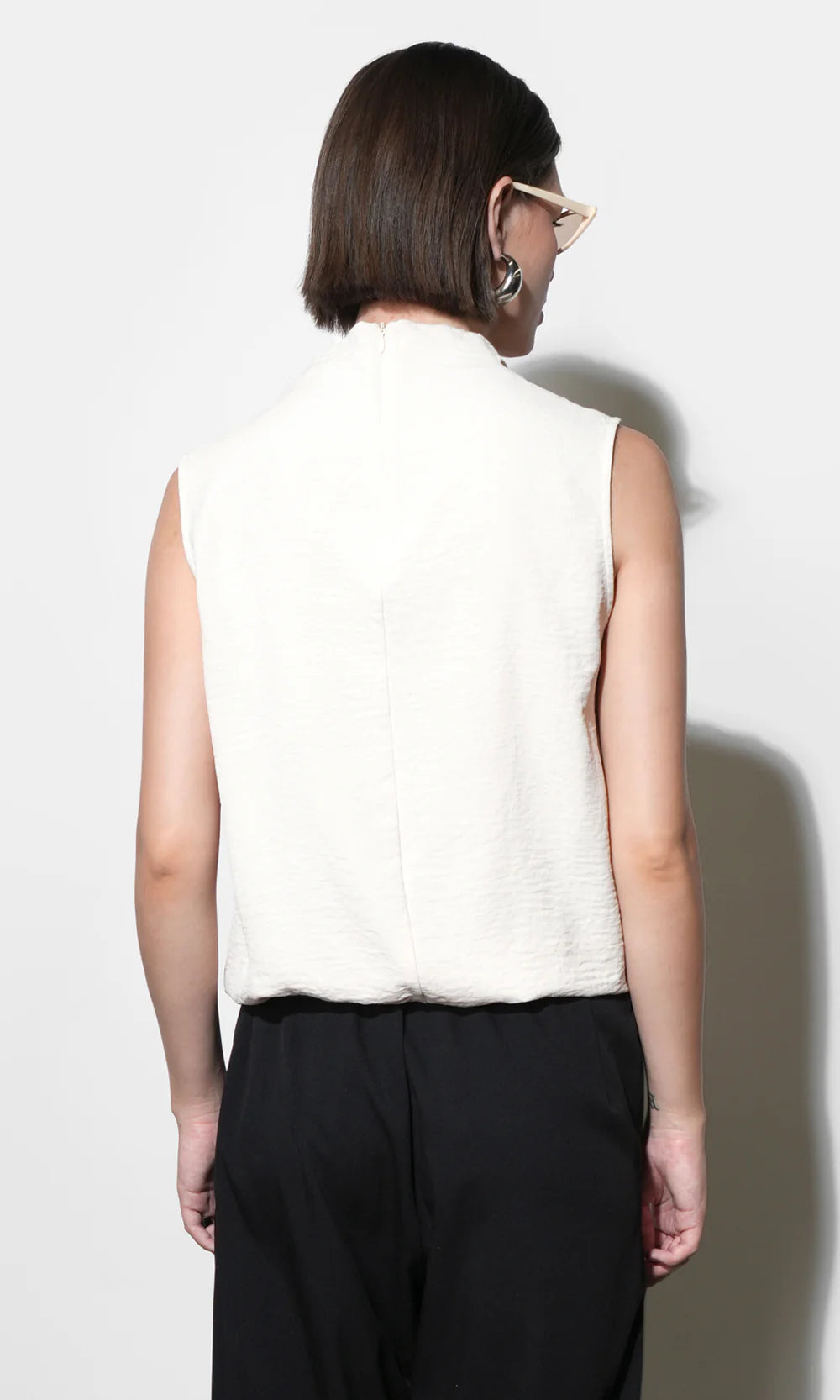 Quinn High Cowl Neck Top (Ivory)