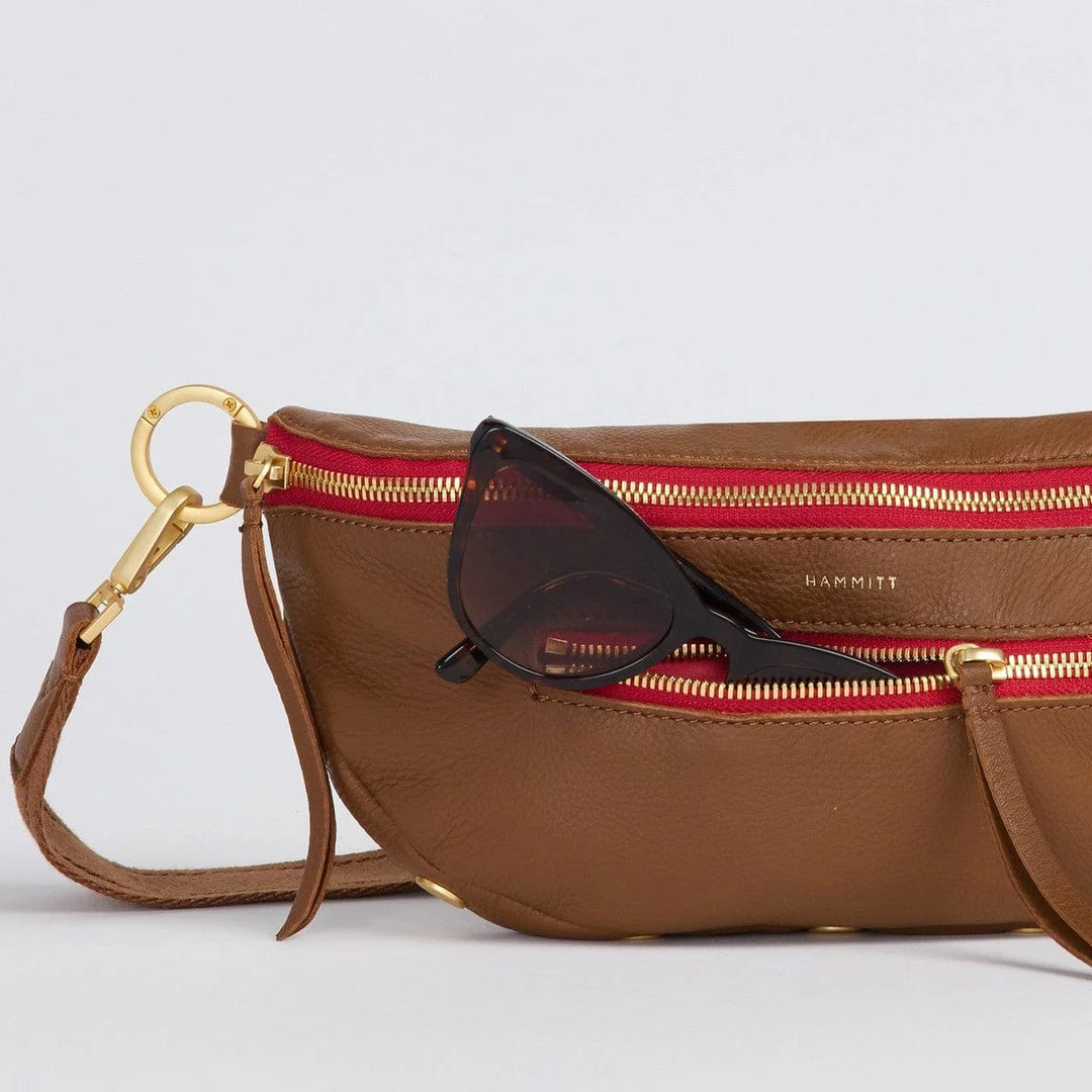 Charles Crossbody Large (Mahogany Pebble/Brushed Gold)