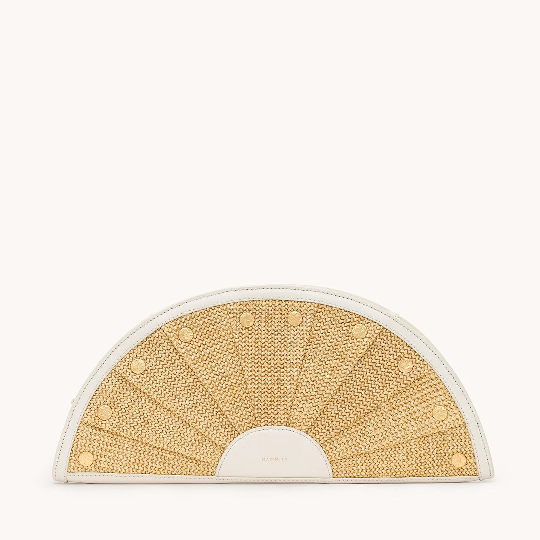 Shelley Clutch (Calla Lily White Raffia/Brushed Gold)