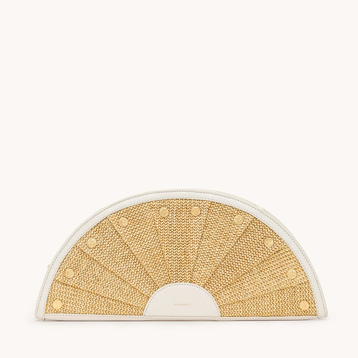 Shelley Clutch (Calla Lily White Raffia/Brushed Gold)