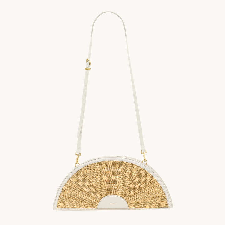 Shelley Clutch (Calla Lily White Raffia/Brushed Gold)