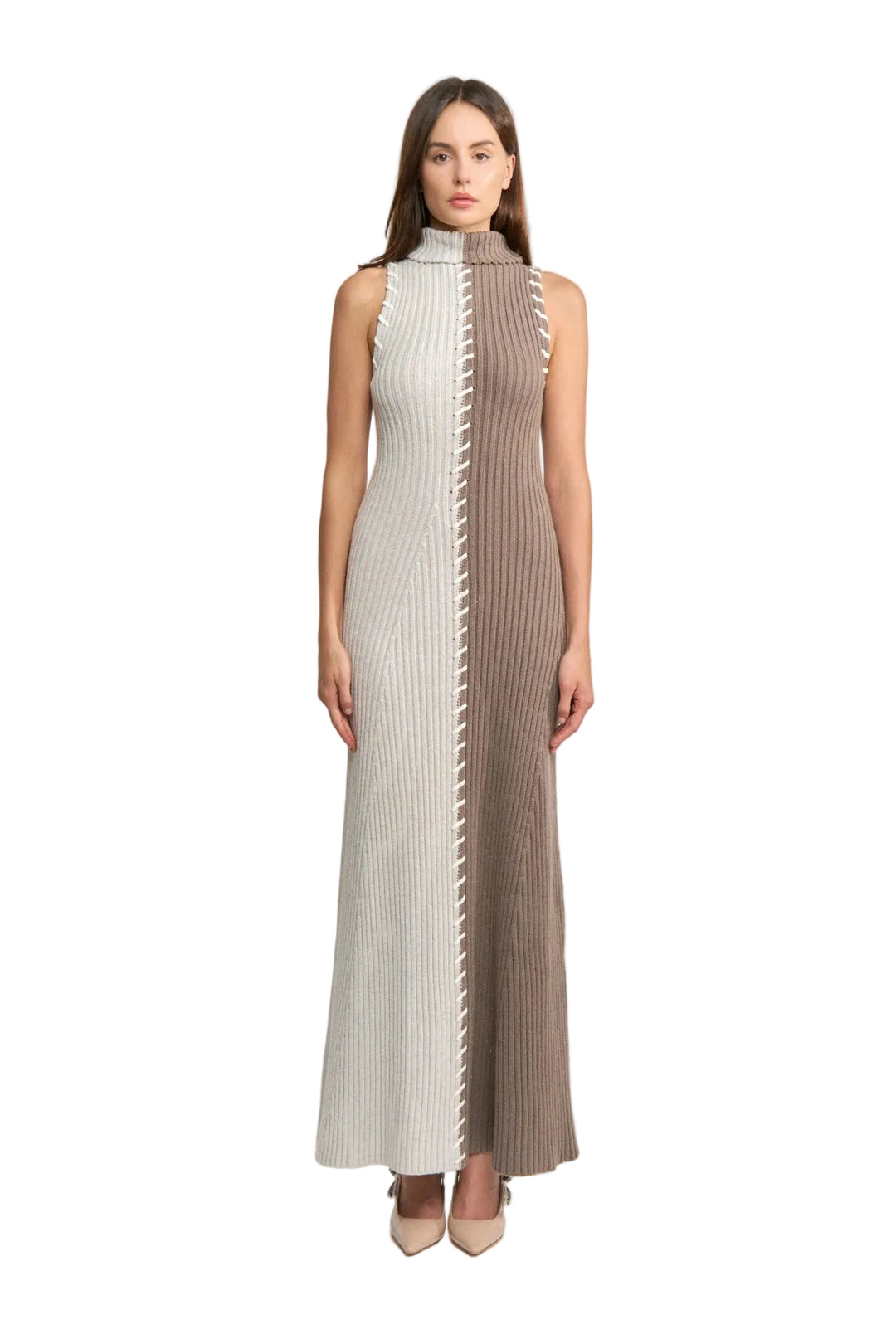 Tori Midi Knit Dress (Dark Brown Taupe)