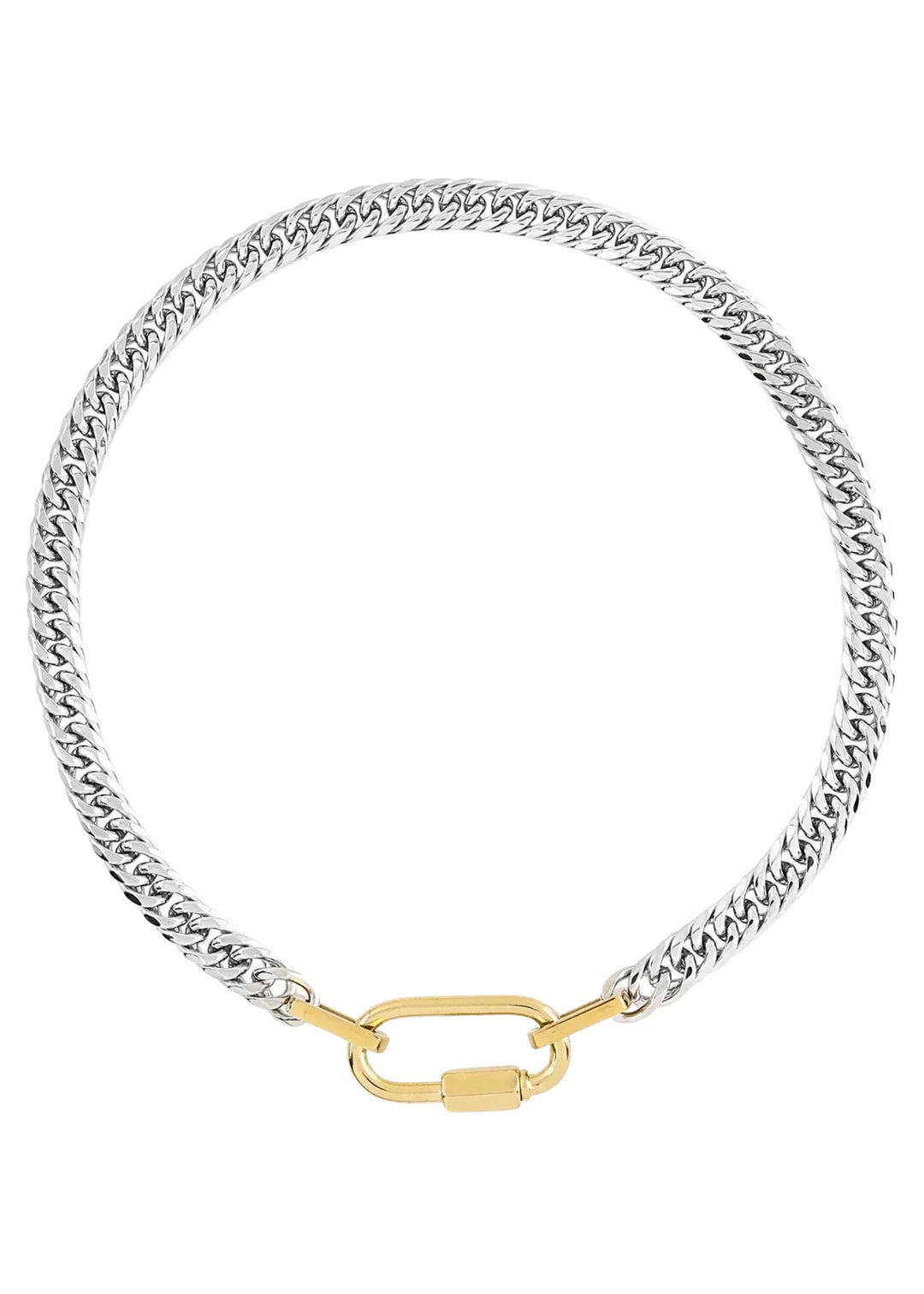 Two Toned Carabiner Necklace 18"