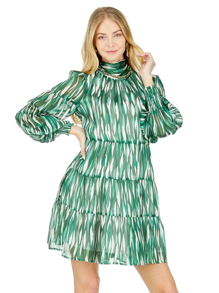 Tiered Dress (Green Drops)