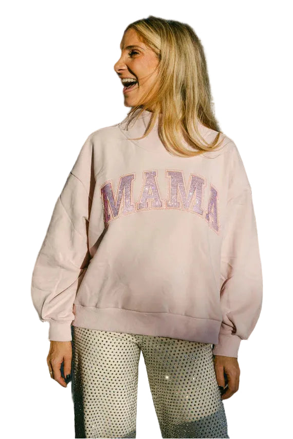 Mama Mock Neck Sweatshirt (Light Pink)