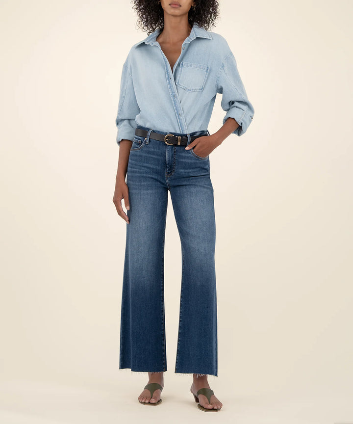 Meg High Rise Wide Leg Raw Hem (Inexhaustible)
