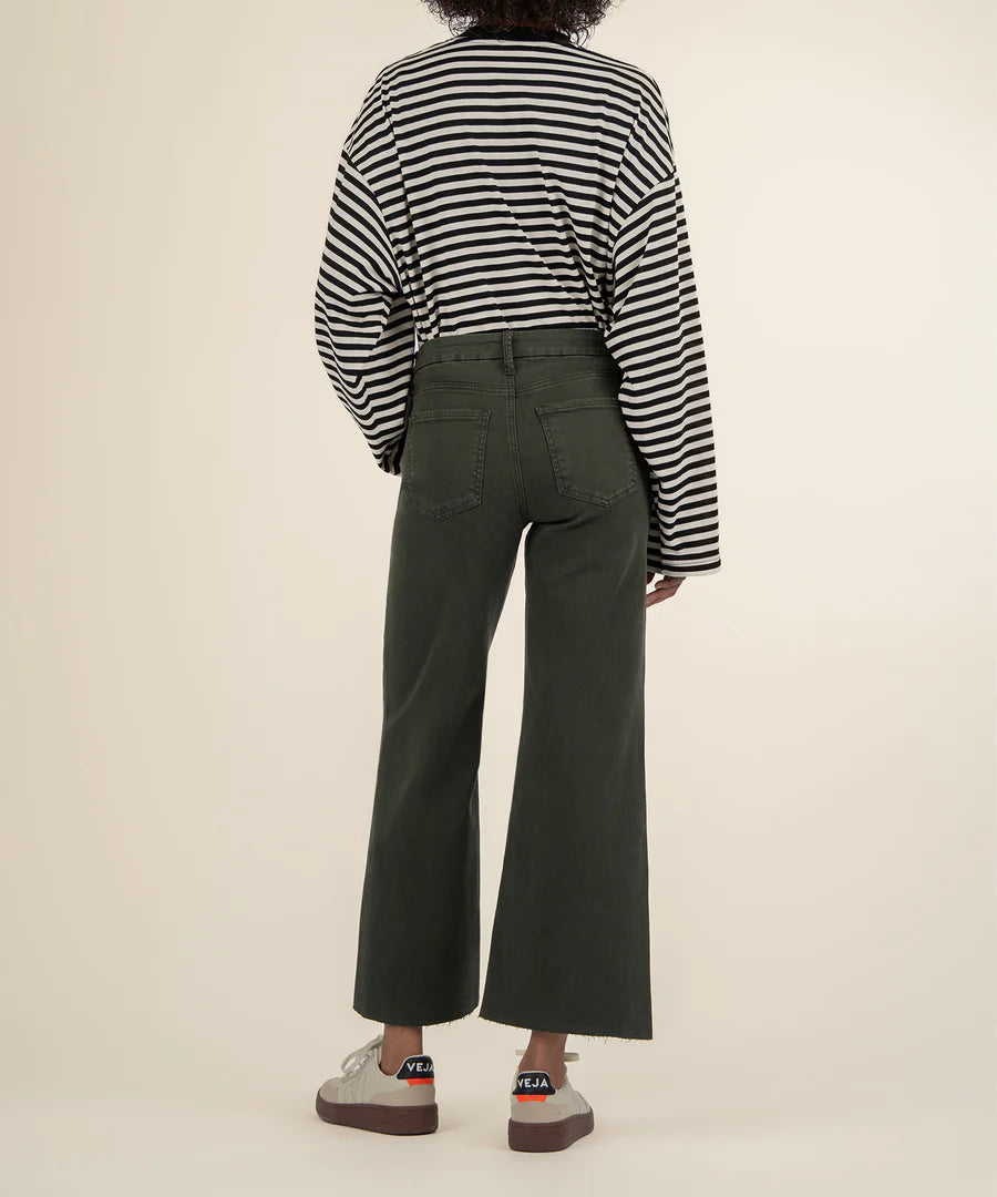 Meg High Rise Wide Leg w Raw Hem (Sherwood Forest)