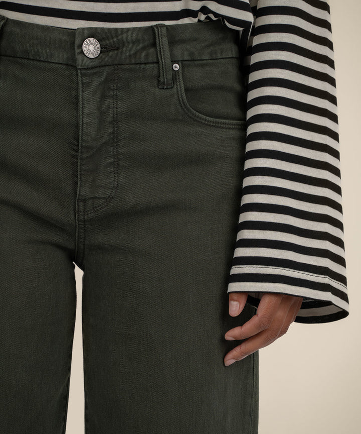 Meg High Rise Wide Leg w Raw Hem (Sherwood Forest)