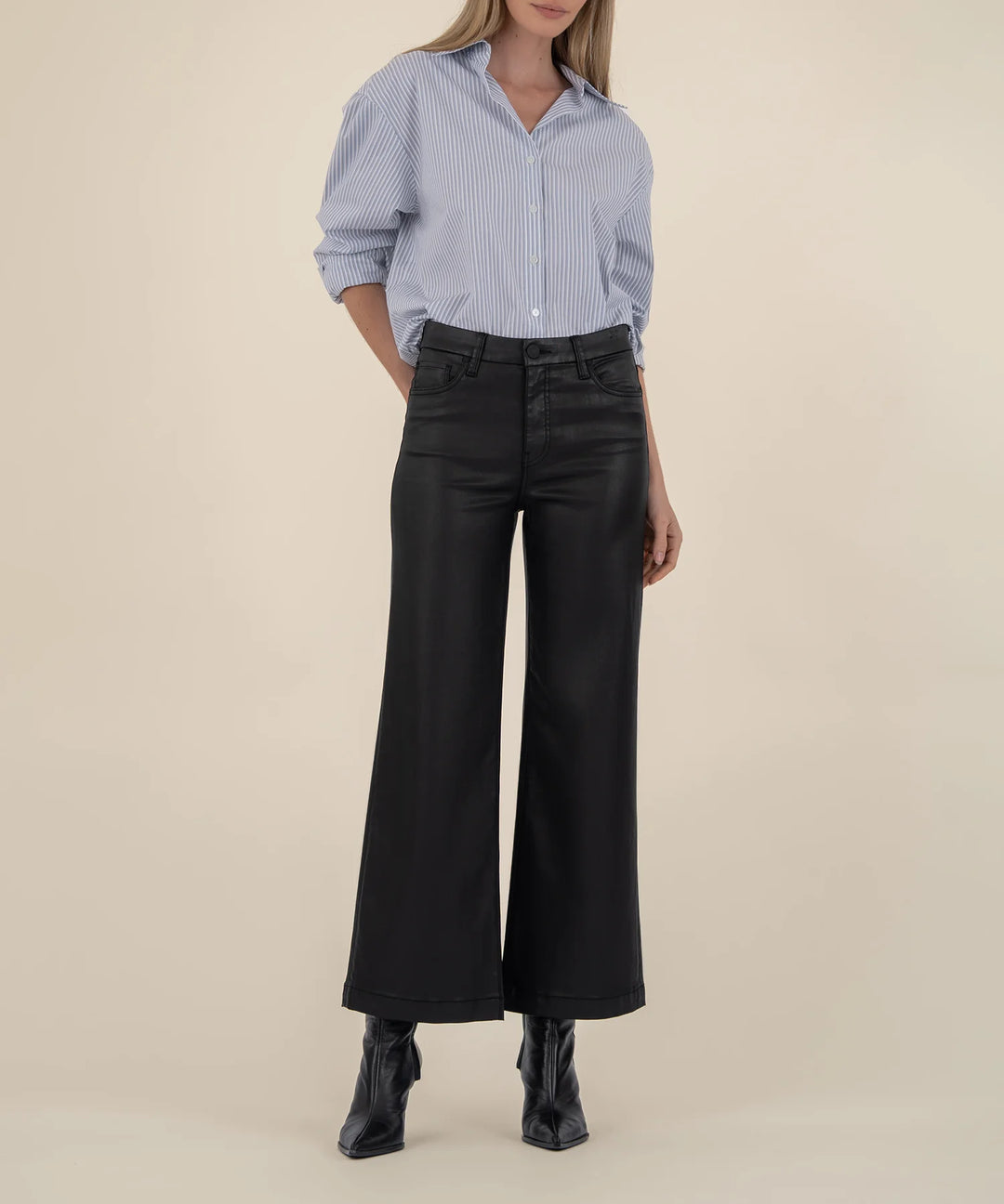 Meg Coated Wide Leg (Black)