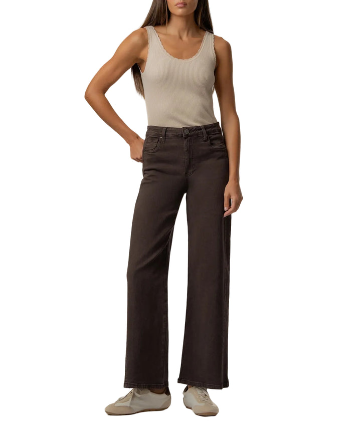 Meg High Rise Wide Leg Wide Hem (Chocolate)