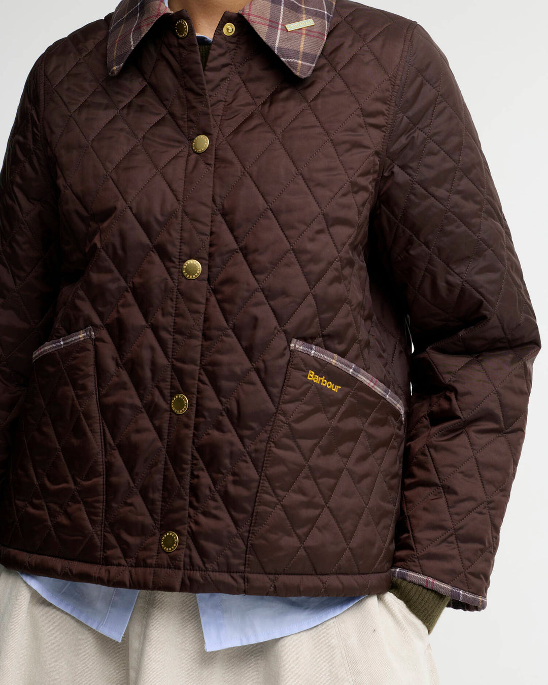 Icons Tartan Collar Cropped Liddesdale Quilted Jacket (Rustic/Muted))