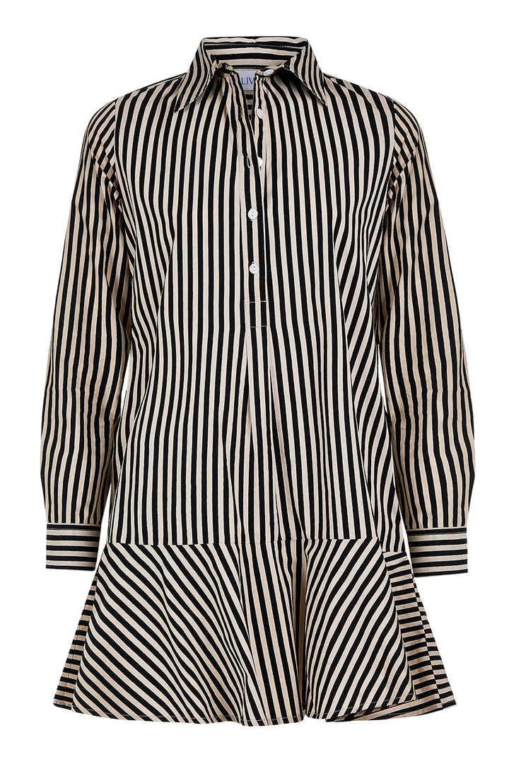 Polly Dress (Ganache Pinstripe)